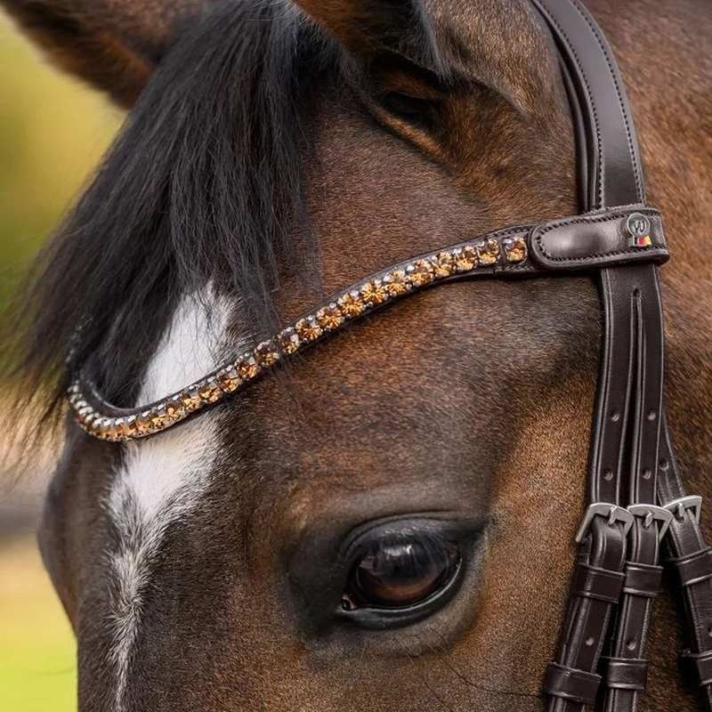 Fascia Frontale X-Line Shine Marrone Con Pietre Decorative Cavallo