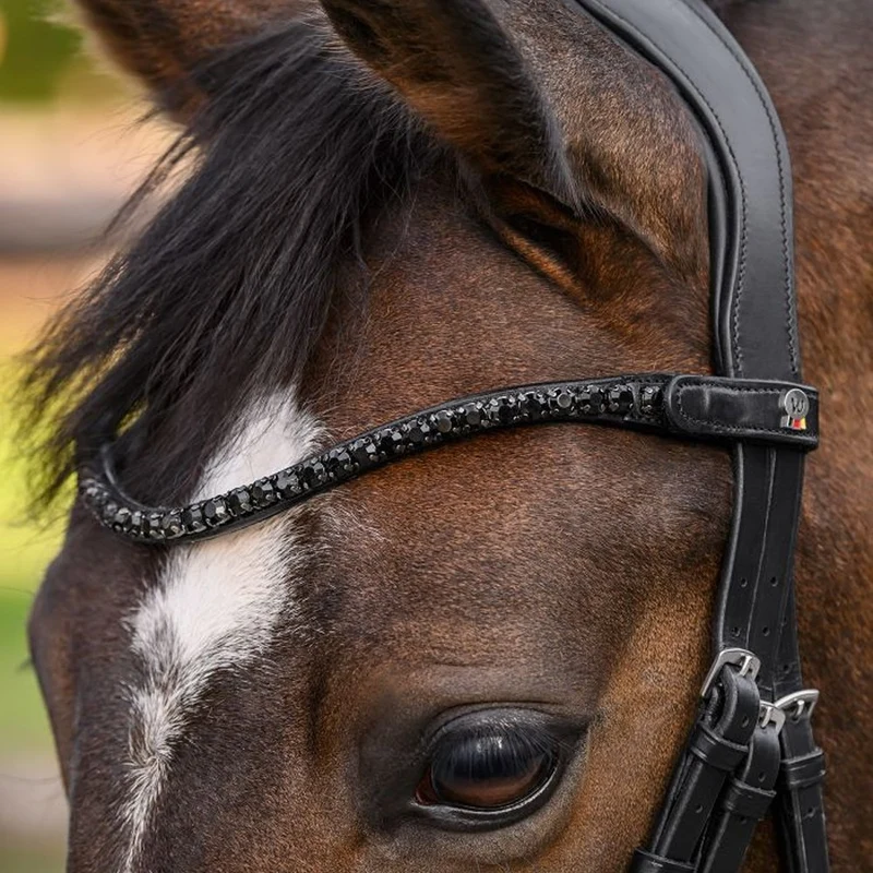 Fascia Frontale X-Line Shine Nera Con Pietre Brillanti Cavallo