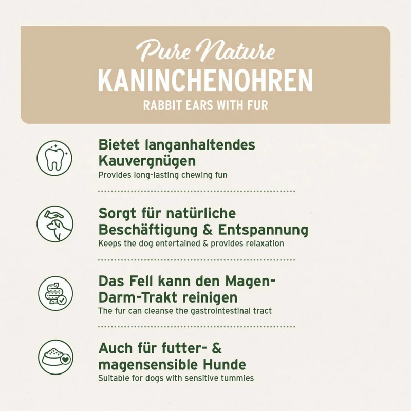 AniForte Kaninchenohren mit Fell – Natürlicher Kauspaß für gesunde Zähne & entspannte Hunde