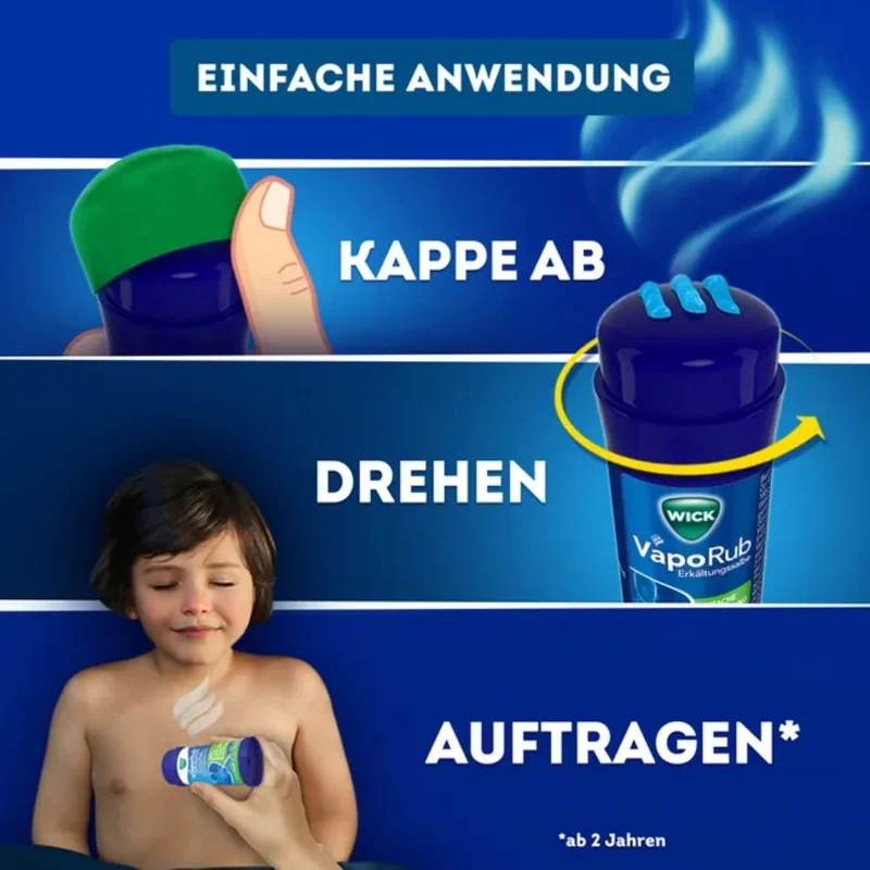 WICK VapoRub Erkältungssalbe im Stick zur Linderung von Erkältungssymptomen, 35 g Creme