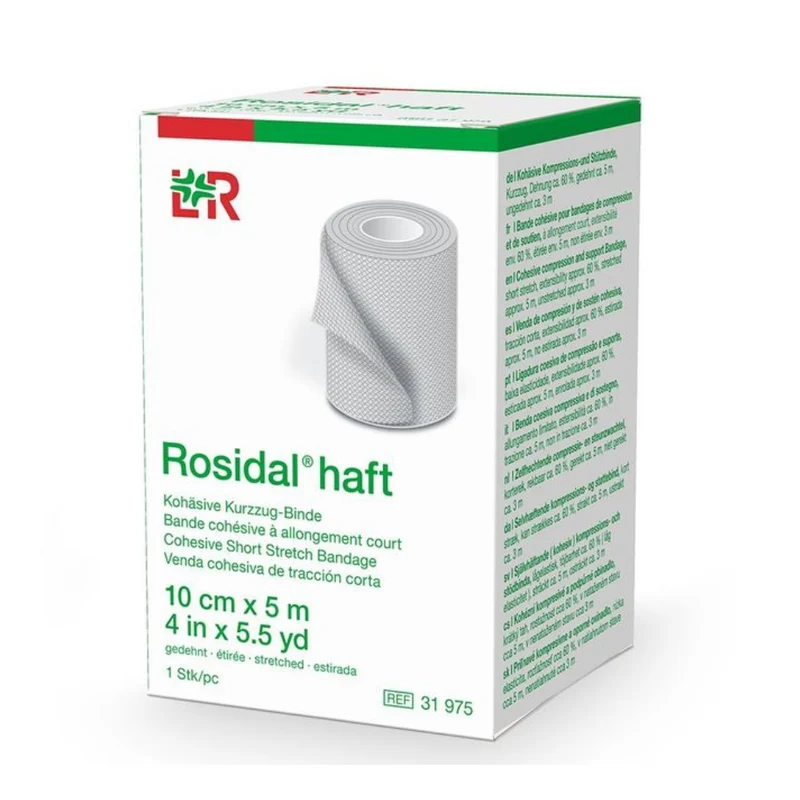 Rosidal haft kohäsive Kurzzugbinde 10 cm x 5 m steril, 6 St. Binde