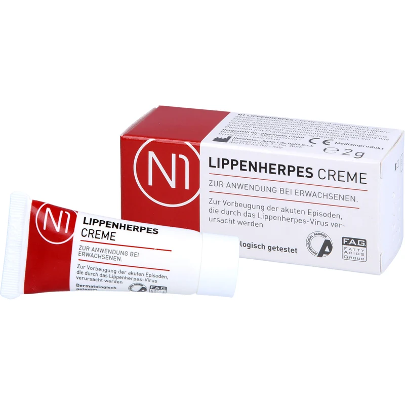 N1 Lippenherpes Creme verhindert die Bläschenbildung, stoppt die Virenvermehrung und lindert rasch Schmerzen, 2 g Creme