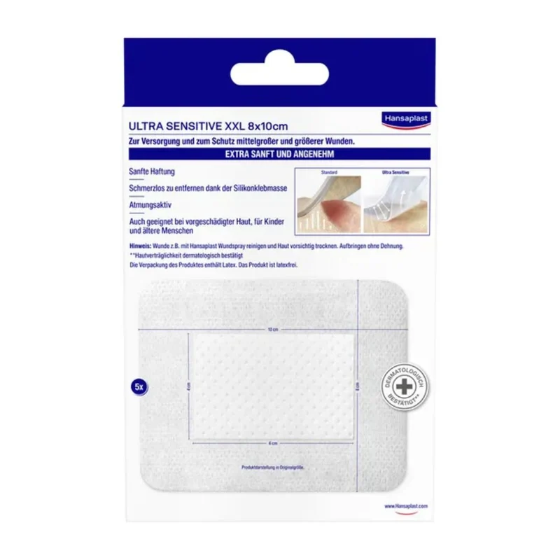 Hansaplast Wundverband Ultra Sensitive 8 x 10 cm XXL, 5 St. Verband