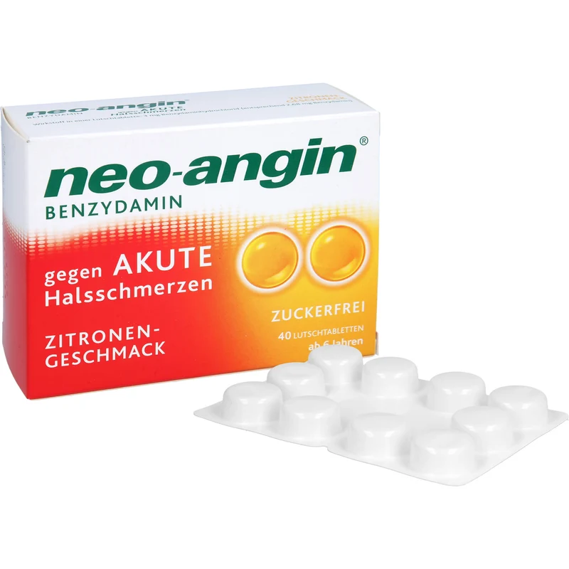 Neo-Angin mit Benzydamin gegen akute Halsschmerzen mit Zitronengeschmack Lutschtabletten, 40 St. Tabletten