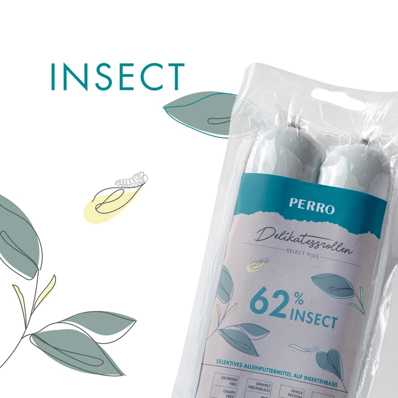 Perro Delikatessrolle Insect – Premium Hundewurst mit Insektenprotein, getreidefrei & allergikerfreundlich, ideal als Trainingsleckerli und für unterwegs