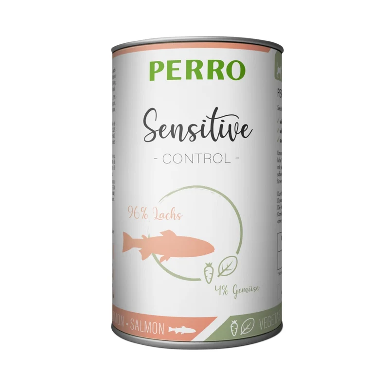 Perro Sensitive Control Lachs & Gemüse – Premium Nassfutter für Hunde mit Unverträglichkeiten, Allergien & sensiblem Magen | Getreidefrei, Glutenfrei, Single-Protein