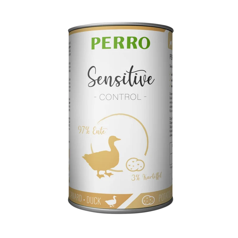Perro Sensitive Control Ente & Kartoffel – Hypoallergenes Nassfutter für Hunde mit Futtermittelunverträglichkeiten und empfindlicher Verdauung