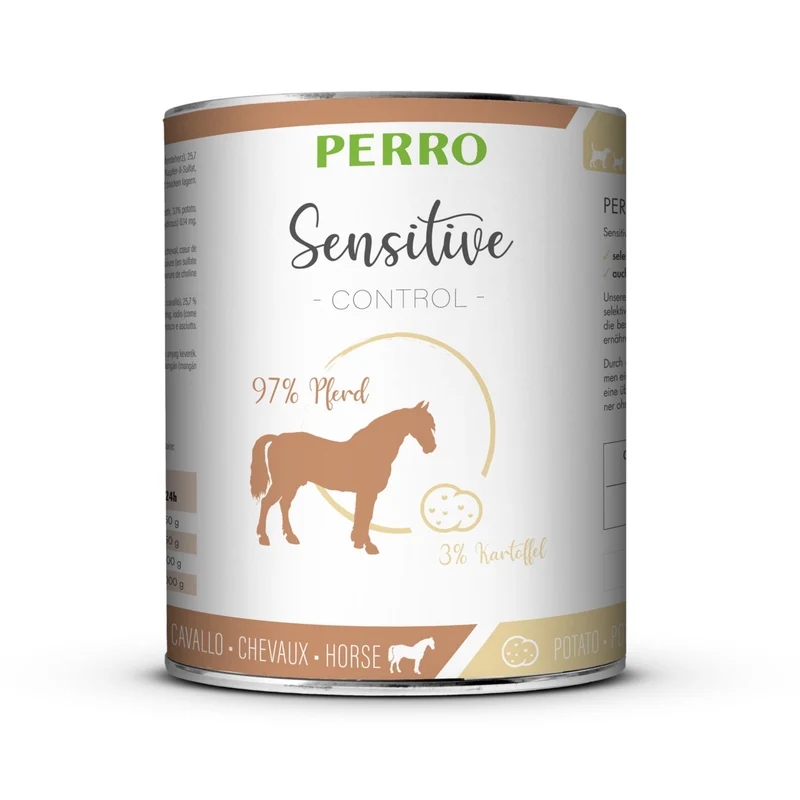 Perro Sensitive Control Pferd & Kartoffel – Hypoallergenes Premium Nassfutter für sensible Hunde mit Unverträglichkeiten