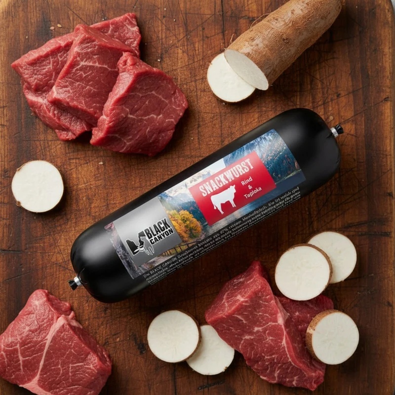 Black Canyon Snackwurst Rind – Premium Hundewurst mit 97% Muskelfleisch, Schnittfest & Nicht Fettend, Getreidefrei, Made in Germany