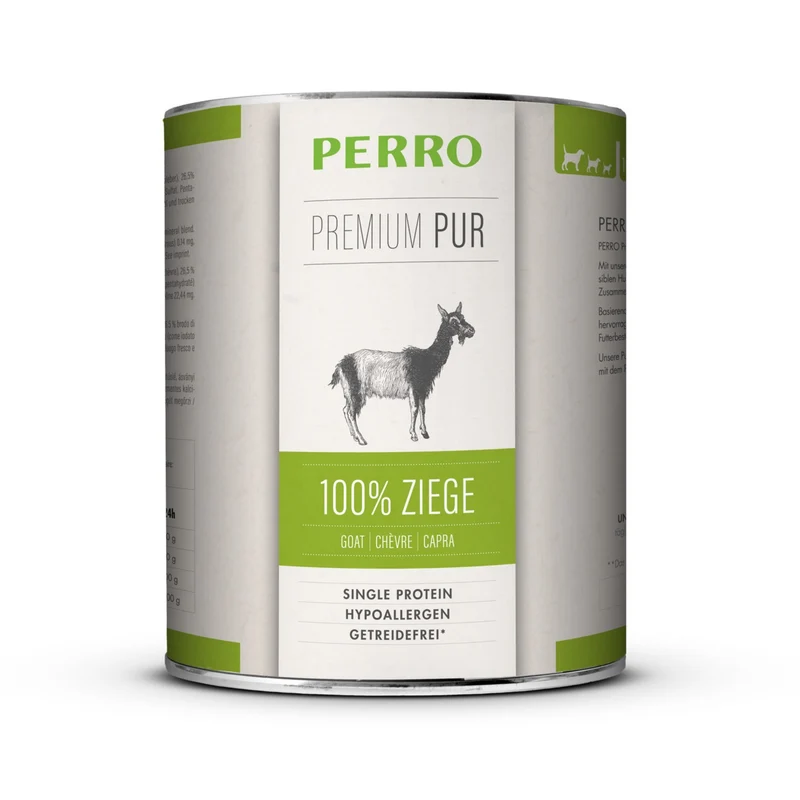 Perro Premium Pur Ziege – Hochwertiges Monoprotein-Nassfutter aus reiner Ziege für sensible Hunde, Allergiker & wählerische Feinschmecker