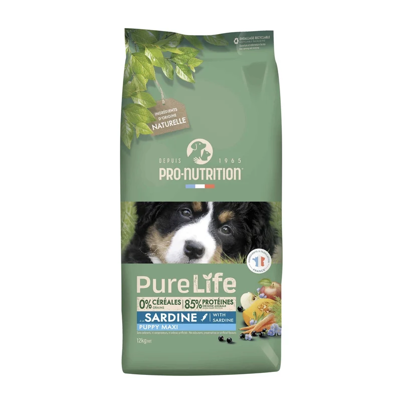 Pro-Nutrition Flatazor Pure Life Puppy Maxi – Getreidefreies Premium Welpenfutter für große Rassen mit Sardine, natürlich & glutenfrei