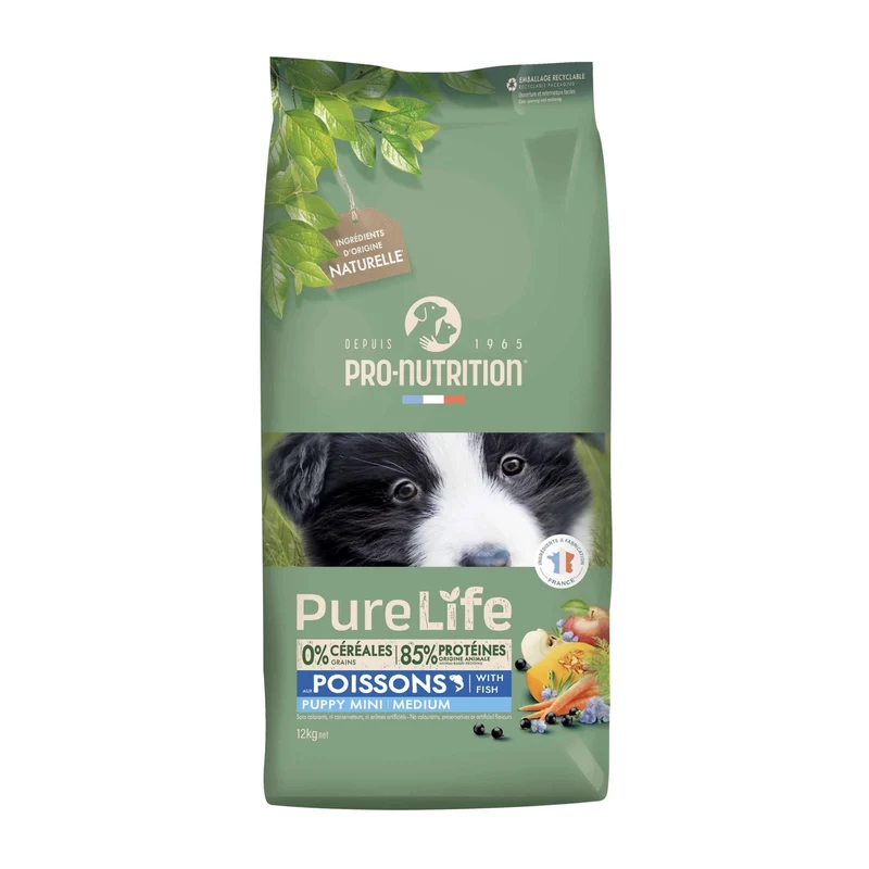 Pro-Nutrition Flatazor Pure Life Puppy Mini Medium – Getreidefreies Welpenfutter für kleine & mittlere Rassen mit hochverdaulichen Proteinen