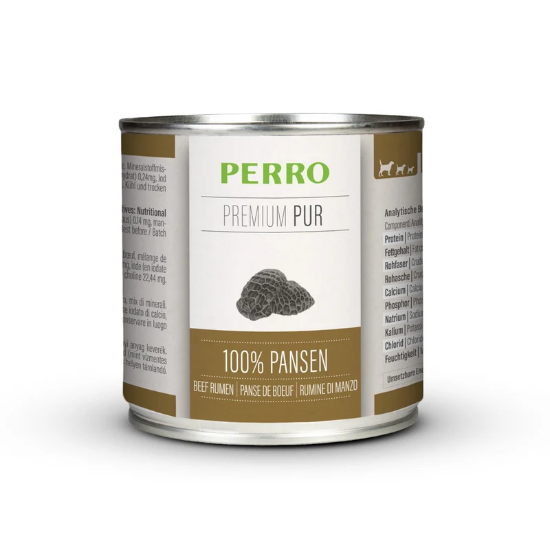 Perro Premium Pur Pansen – 100% reiner Pansen als Singleprotein Nassfutter für Hunde mit Allergien & Unverträglichkeiten, getreidefrei, ideal für Ausschlussdiät