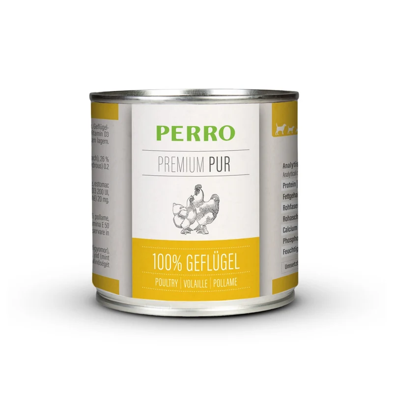 Perro Premium Pur Geflügel Nassfutter – 100% Reines Geflügel für Allergiker & Sensible Hunde