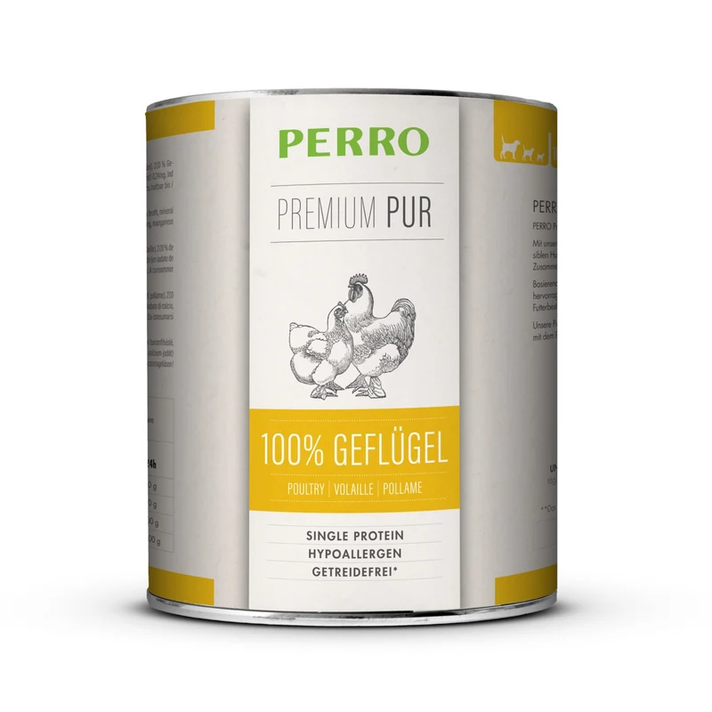 Perro Premium Pur Geflügel Nassfutter – 100% Reines Geflügel für Allergiker & Sensible Hunde