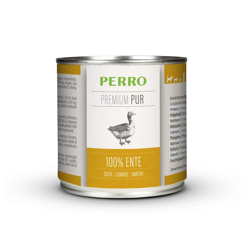 Perro Premium Pur Ente – 100% Reines Enten-Nassfutter für Allergiker & Sensible Hunde