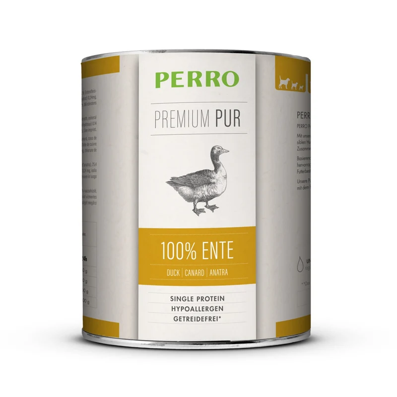 Perro Premium Pur Ente – 100% Reines Enten-Nassfutter für Allergiker & Sensible Hunde