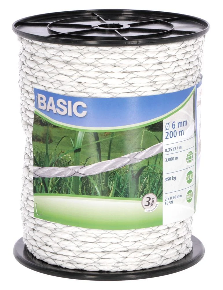 Weidezaunseil Basic Classe, weiß, Ø6mm 200m