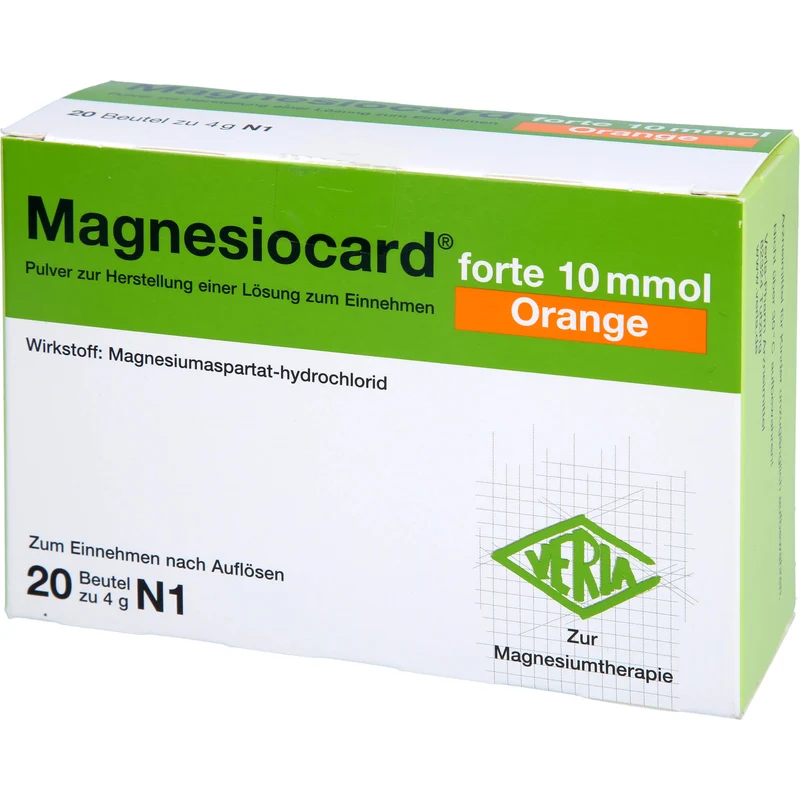 Magnesiocard forte 10 mmol Orange Pulver zur Magnesiumtherapie, 20 St. Beutel