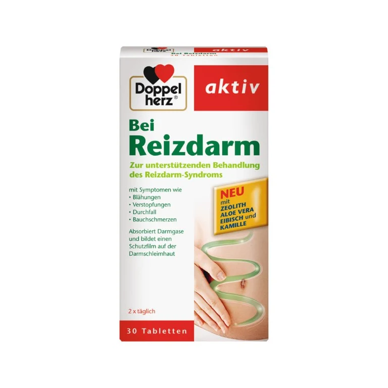 Doppelherz aktiv Tabletten bei Reizdarm mit Zeolith, Aloe Vera, Eibisch und Kamille, 30 St. Tabletten