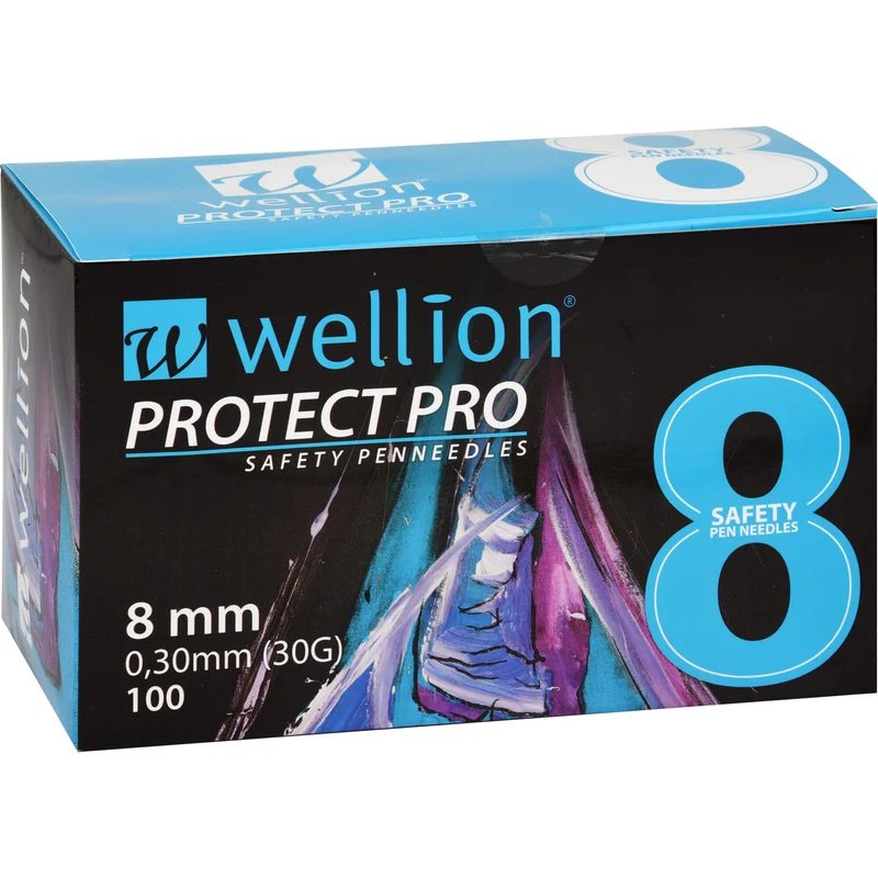 Wellion PROTECT Pro Safety pen needles 8 mm, 100 St KAN