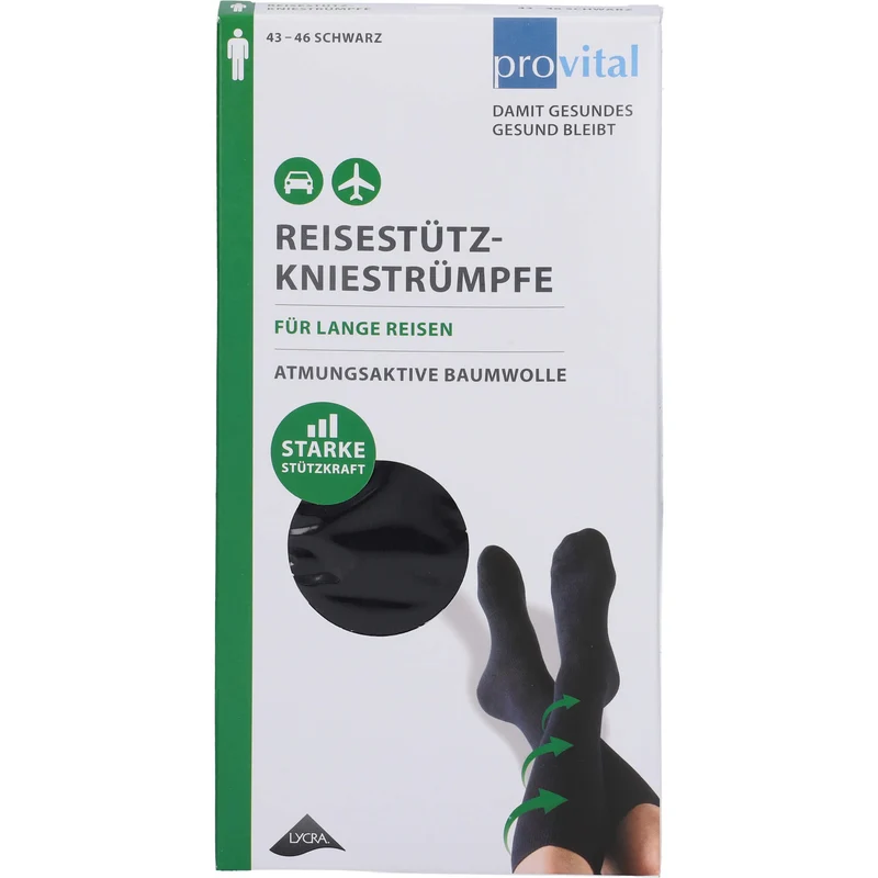 ProVital Reisekniestrumpf schwarz Gr.43-46, 2 St. Strümpfe