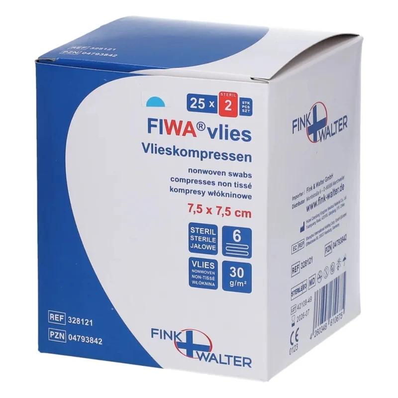 FIWA Vlieskompressen 7,5 x 7,5 cm steril, 50 St. Kompressen