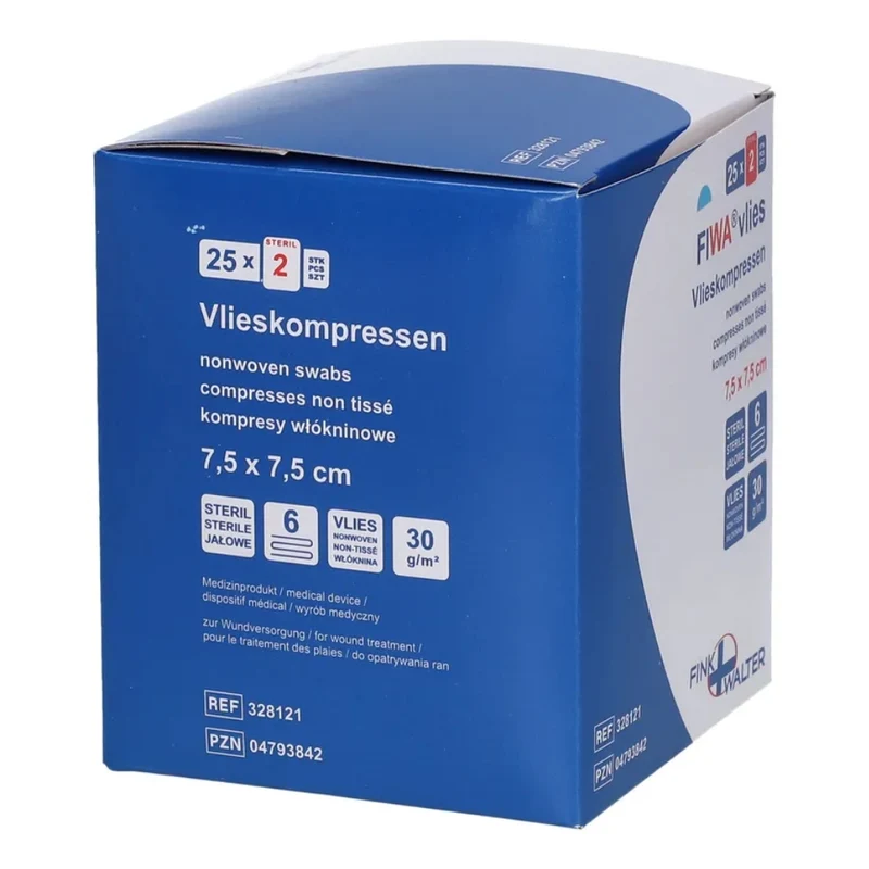 FIWA Vlieskompressen 7,5 x 7,5 cm steril, 50 St. Kompressen