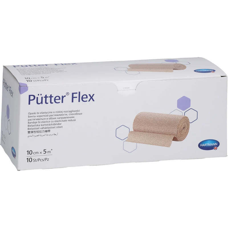 PütterFlex Binde 10 cm x 5 m besonders dünne bi-elastische Kurzzugbinde, 10 St. Binde