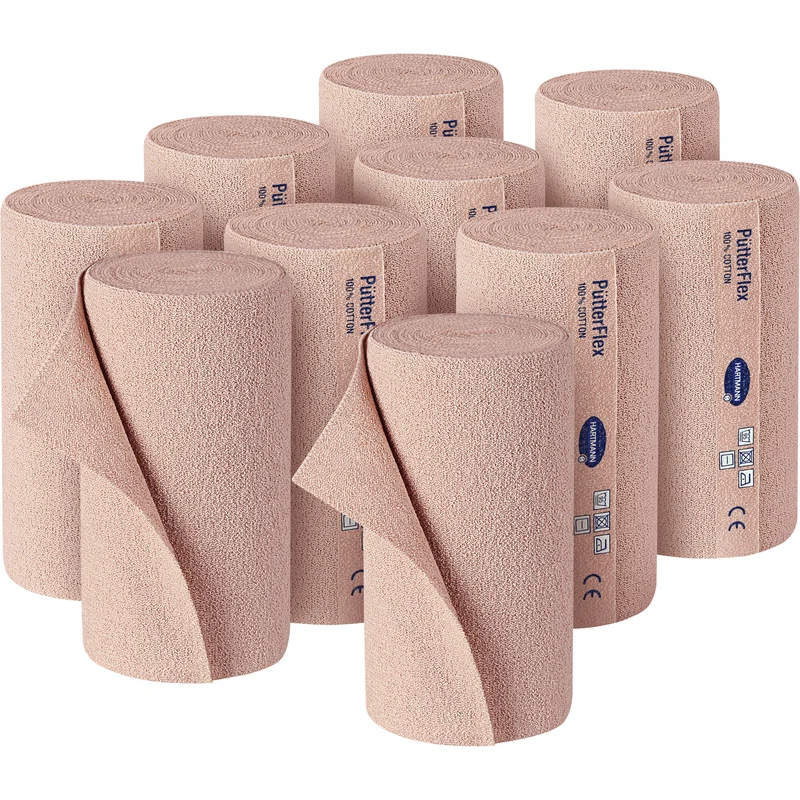 PütterFlex Binde 10 cm x 5 m besonders dünne bi-elastische Kurzzugbinde, 10 St. Binde