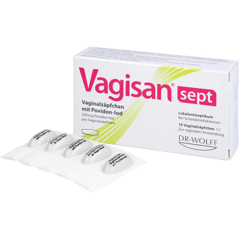 Vagisan sept Vaginalzäpfchen mit Povidon-Iod bei Scheideninfektionen, 10 St. Zäpfchen