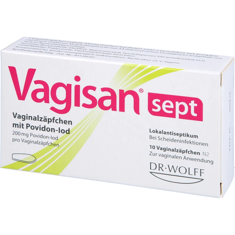 Vagisan sept Vaginalzäpfchen mit Povidon-Iod bei Scheideninfektionen, 10 St. Zäpfchen