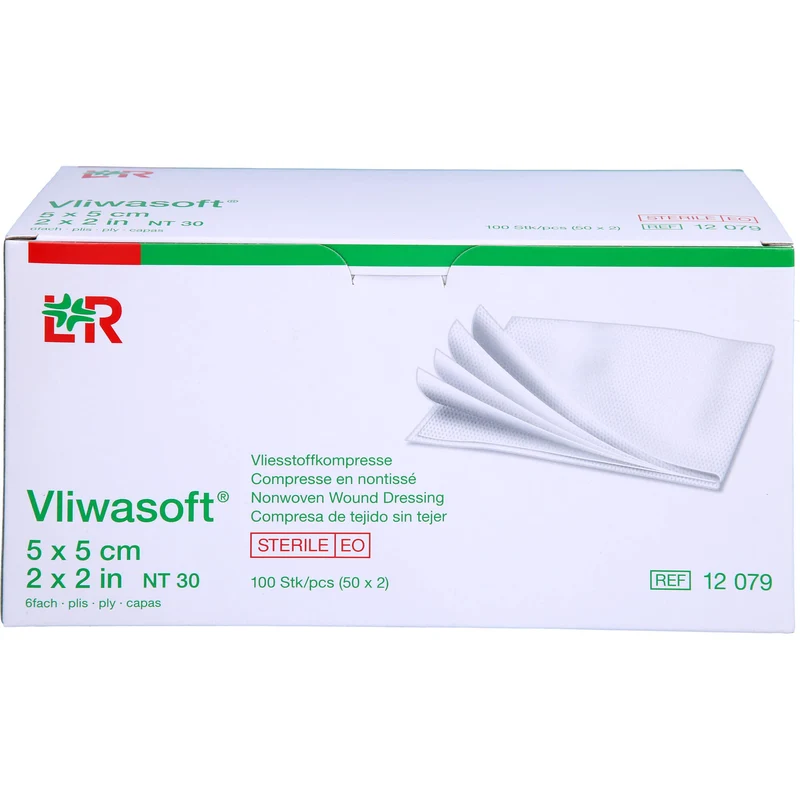 Vliwasoft Vlieskompresse steril 5 x 5 cm 6lagig, 100 St. Kompressen