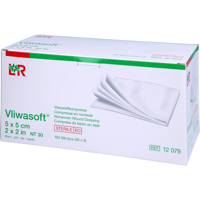Vliwasoft Vlieskompresse steril 5 x 5 cm 6lagig, 100 St. Kompressen