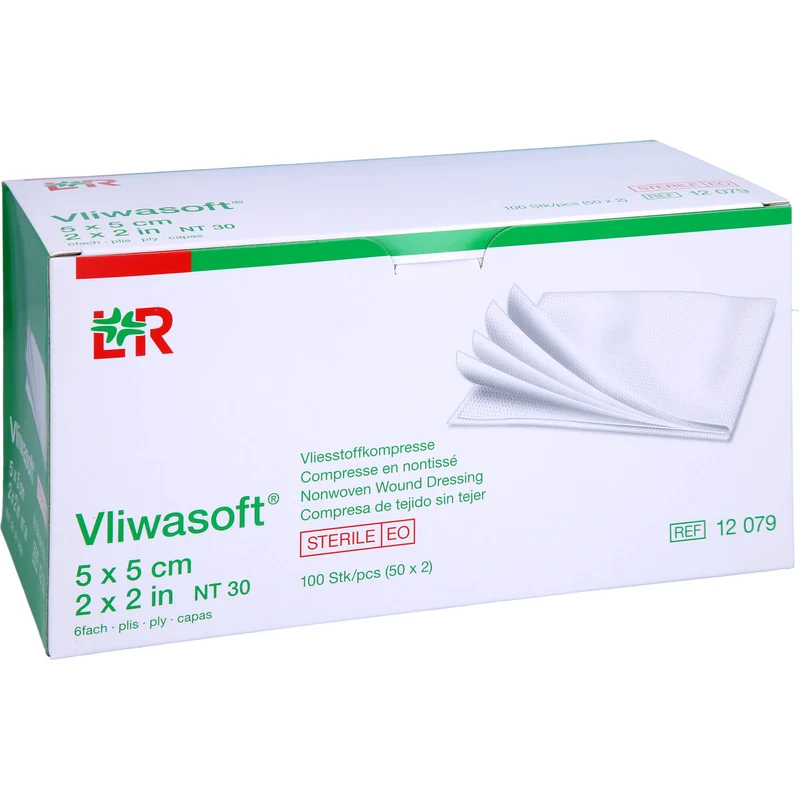 Vliwasoft Vlieskompresse steril 5 x 5 cm 6lagig, 100 St. Kompressen