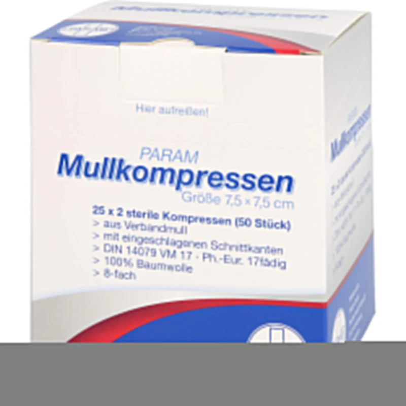 PARAM Mullkompressen 7,5 cm x 7,5 cm steril 8-fach, 50 St. Kompressen