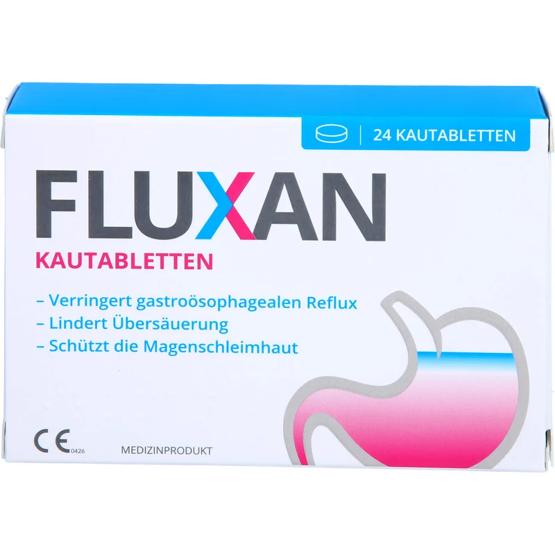 Fluxan Kautabletten verringert gastroösophagealen Reflux und lindert Sodbrennen, 24 St. Kautabletten