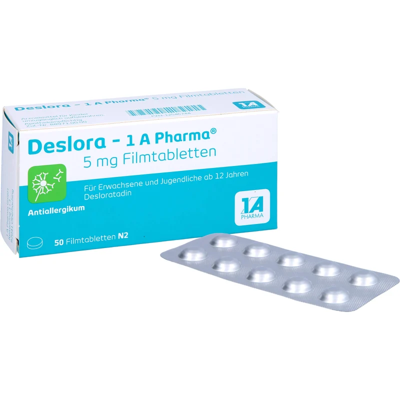 1 A Pharma Deslora 5 mg Filmtabletten bei Allergien, 50 St. Tabletten