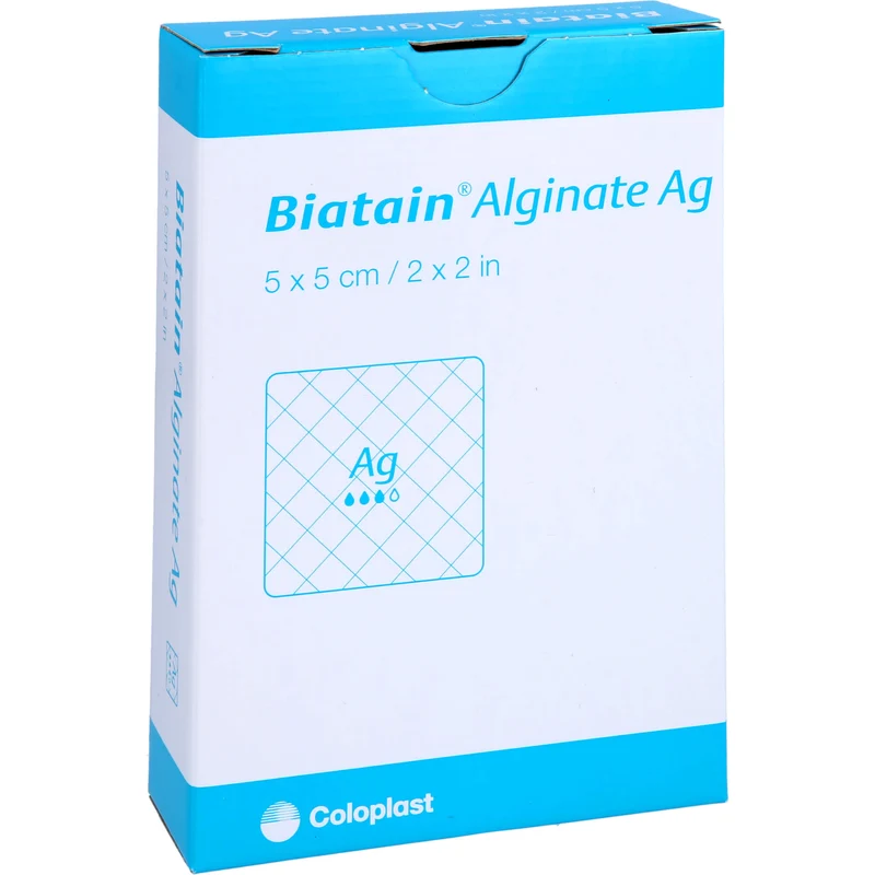 Biatain Alginate Ag Kompressen 5 x 5 cm mit Silber, 10 St. Verband