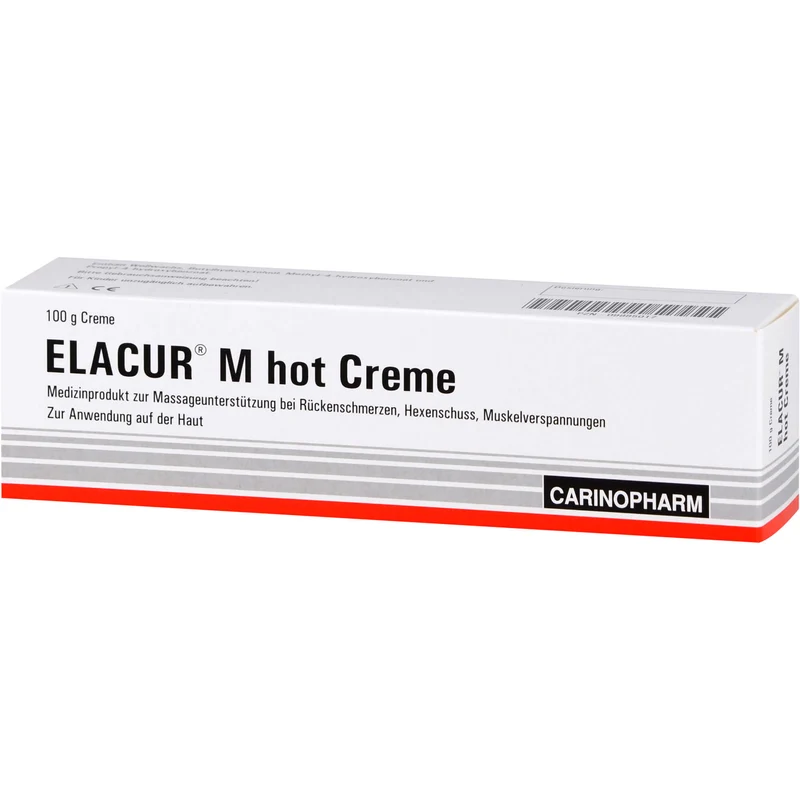 Elacur M Hot Creme zur Massageunterstützung bei Rückenschmerzen, Hexenschuss und Muskelverspannungen, 100 g Creme