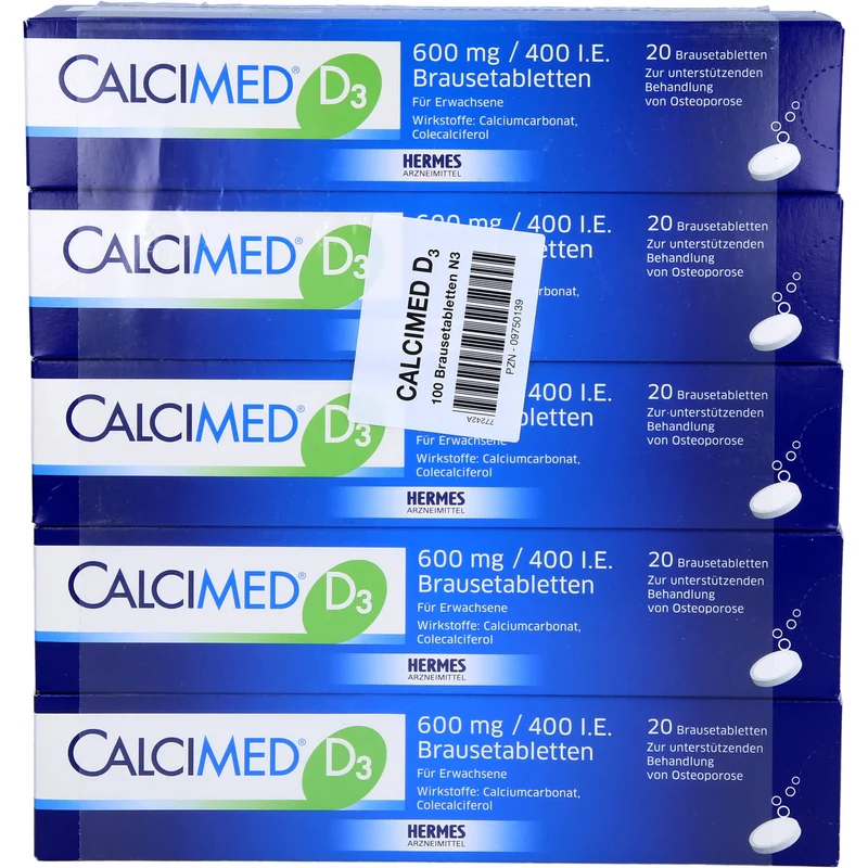 Calcimed D3 600 mg / 400 I.E. Brausetabletten, 100 St. Tabletten