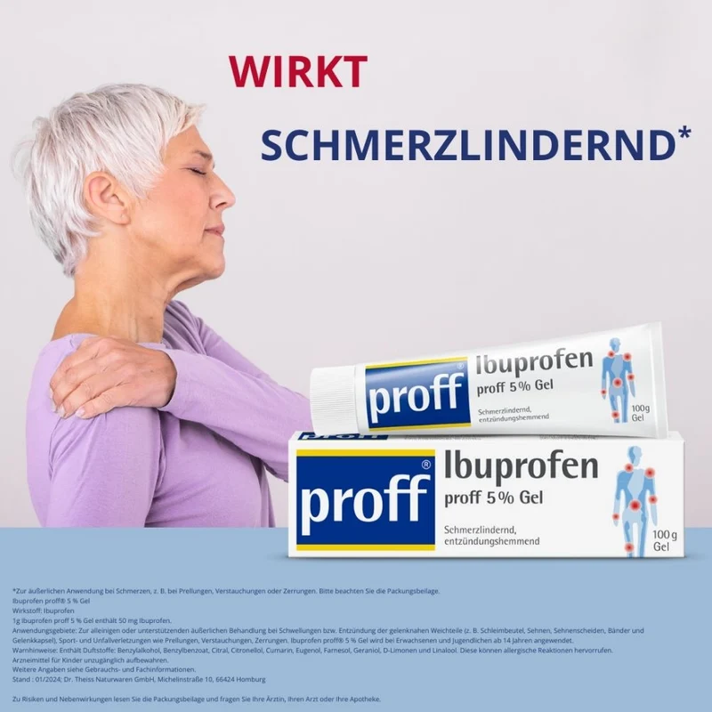 Proff Ibuprofen 5 % Gel schmerzlindernd und entzündungshemmend, 100 g Gel