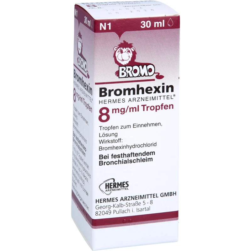 HERMES ARZNEIMITTEL Bromhexin 8 mg / ml Tropfen bei festhaftendem Bronchialschleim, 30 ml Lösung