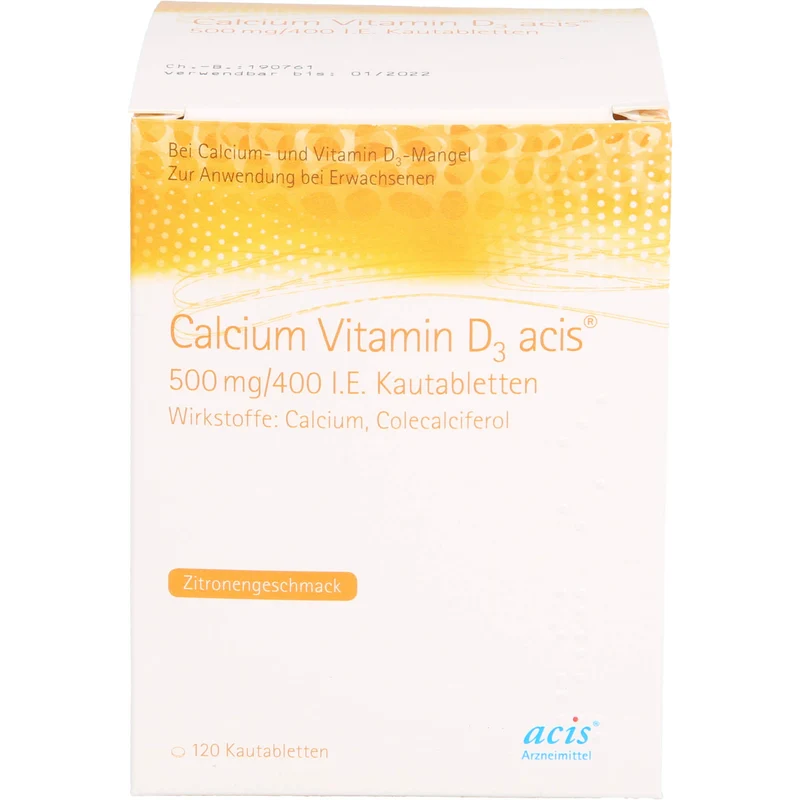 Calcium Vitamin D3 acis 500 mg/400 I.E. Kautabletten, 120 St KTA