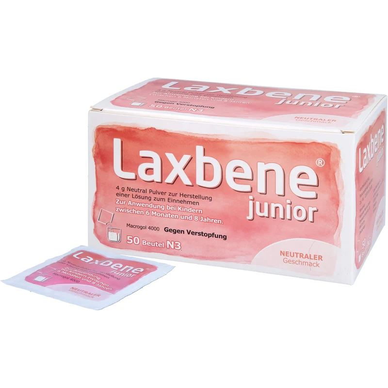 Laxbene Junior 4 g Neutral Pulver bei Kindern zwischen 6 Monaten und 8 Jahren gegen Verstopfung mit neutralem Geschmack, 50 St. Beutel