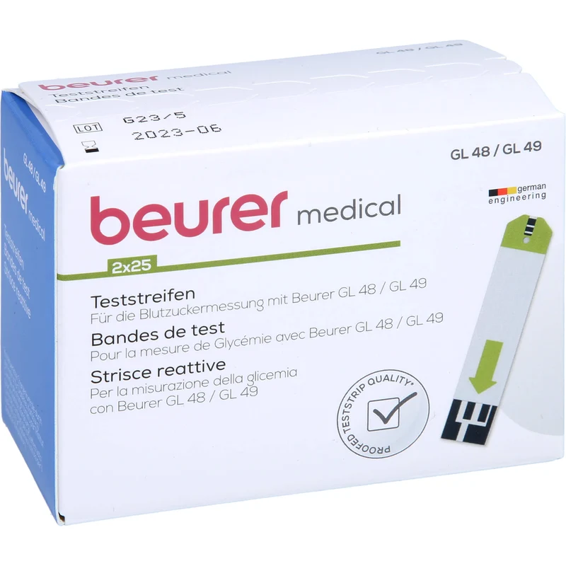Beurer GL 48/49 Teststreifen für die Blutzuckermessung, 50 St. Teststreifen
