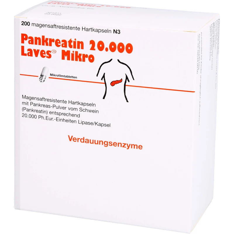 Pankreatin 20.000 Laves Mikro Hartkapseln Verdauungsenzyme, 200 St. Kapseln