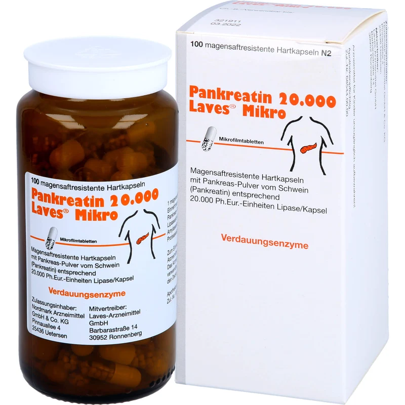Pankreatin 20.000 Laves Mikro, Magensaftresistente Hartkapseln, 100 St. Kapseln