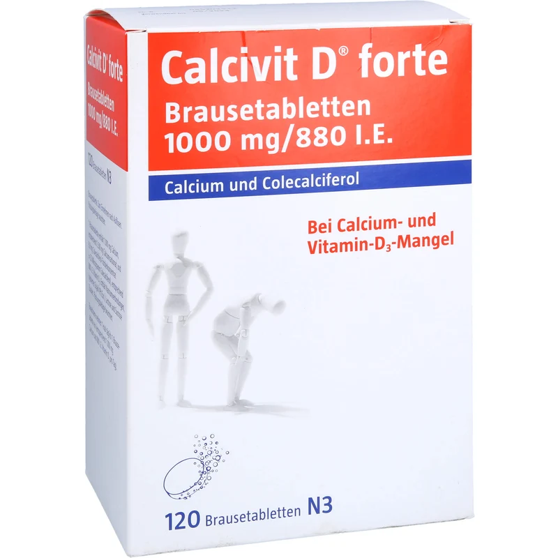Calcivit D forte Brausetabletten 1000 mg / 880 I.E. bei Calcium und Vitamin-D3-Mangel, 120 St. Tabletten
