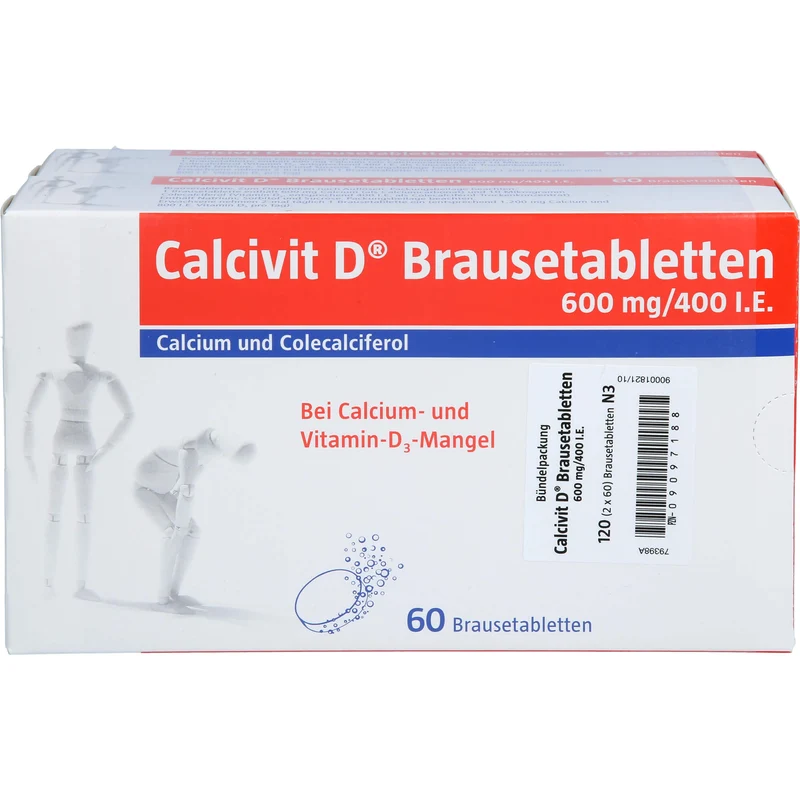 Calcivit D Brausetabletten 600 mg / 400 I.E. zur unterstützenden Behandlung von Osteoporose, 120 St. Tabletten